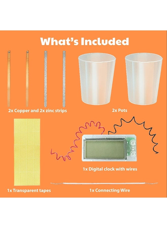 4M Potato Clock DIY Green Science Kit – Build a Functional Vegetable‑Powered Clock with Crocodile Clip Leads, Copper/Zinc Electrodes, Mini Clock Motor & Illustrated STEM Guide for Ages 8+ | Mod 00-03275  l - Image 5