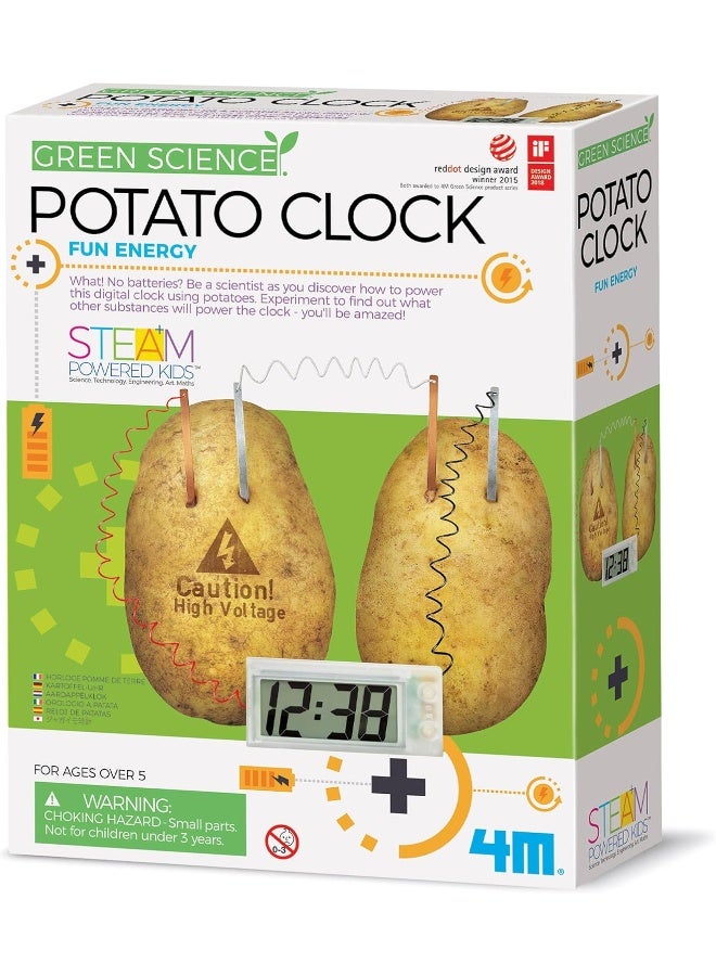 4M Potato Clock DIY Green Science Kit – Build a Functional Vegetable‑Powered Clock with Crocodile Clip Leads, Copper/Zinc Electrodes, Mini Clock Motor & Illustrated STEM Guide for Ages 8+ | Mod 00-03275  l - Image 1