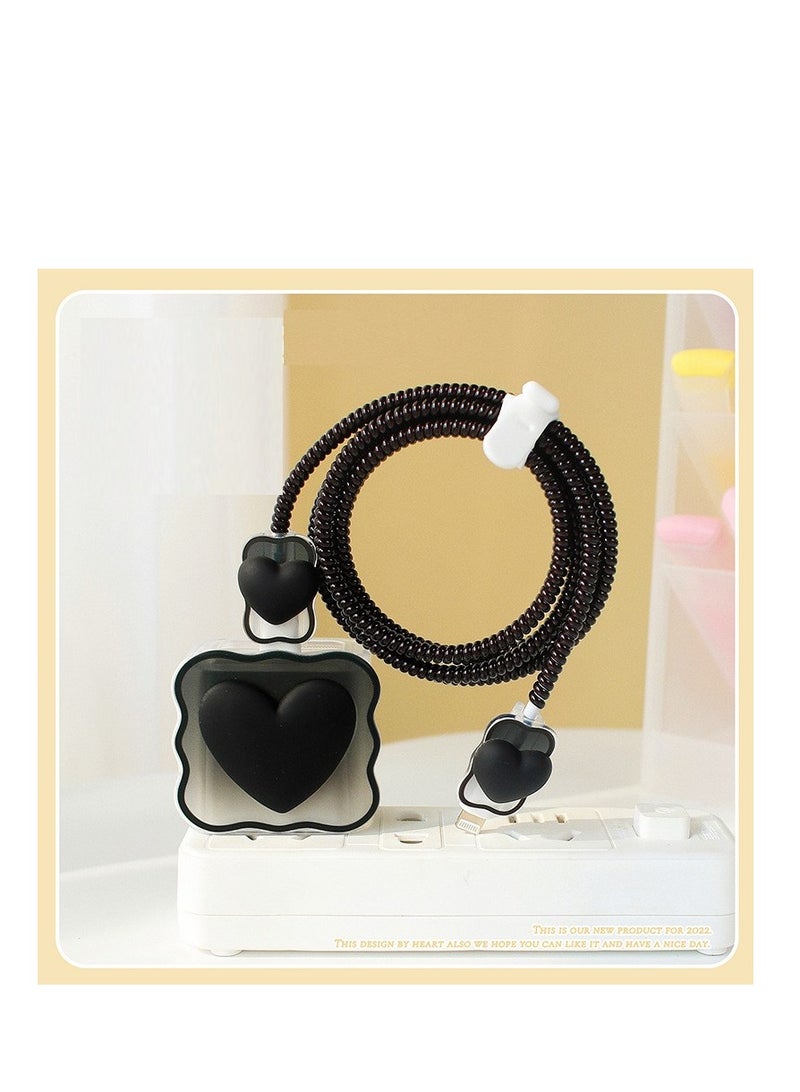Cable Protector For Iphone Charger Lovely Cable Protector Compatible With Iphone 18W/20W Charger Anti-Bending Usb Cable Cover With Spiral Ropeand End Protector (Black) 