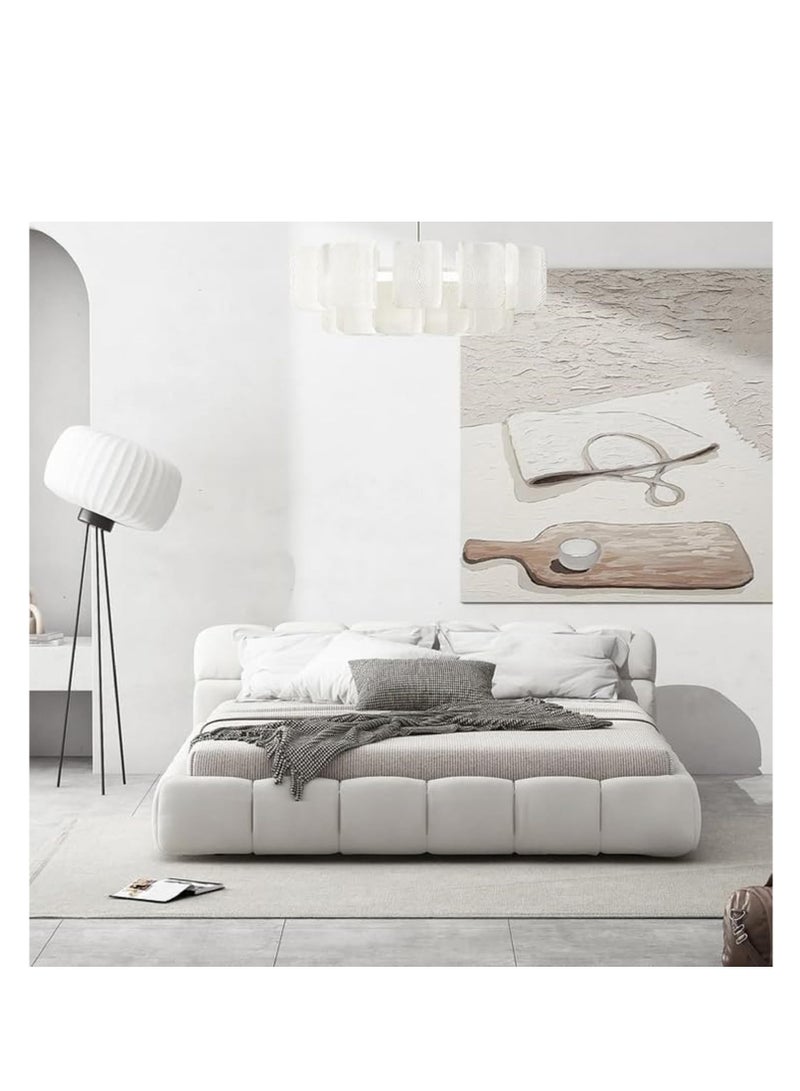 Zayn comforts Poppins HOME Modern Fabric Upholstered Bed Frame  Queen/King Size with Grey Square Headboard (No Mattress) - Image 2