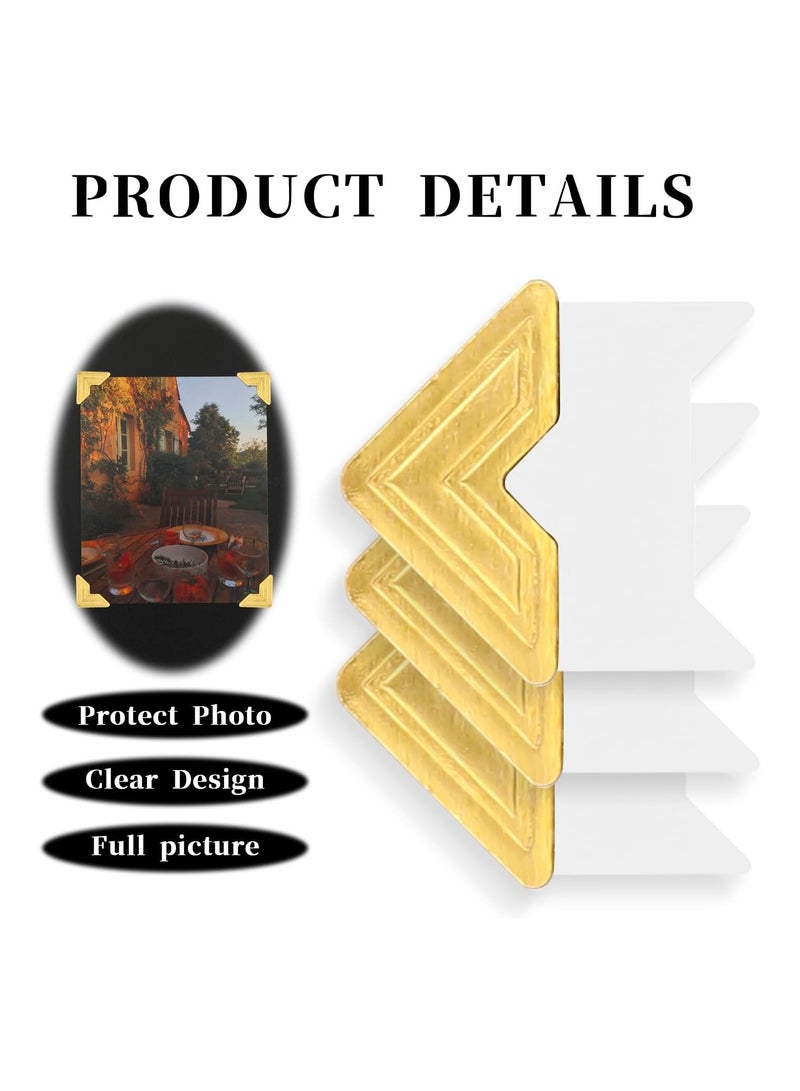 240 Pcs Photo Corners Self Adhesive Photo Mounting Corner Sticker for Scrapbooking, Gold Picture Corners for DIY Scrapbook, Photo Album, Journal, 10 Sheets  - Image 1