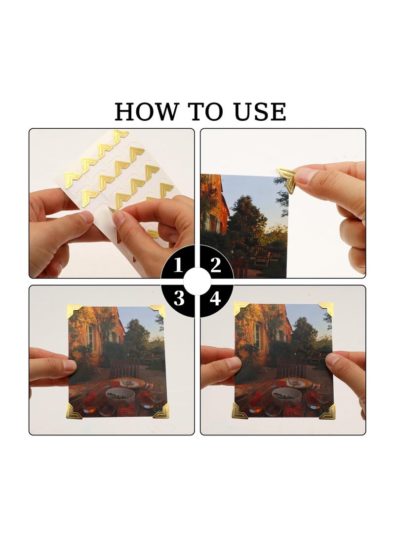 240 Pcs Photo Corners Self Adhesive Photo Mounting Corner Sticker for Scrapbooking, Gold Picture Corners for DIY Scrapbook, Photo Album, Journal, 10 Sheets  - Image 2