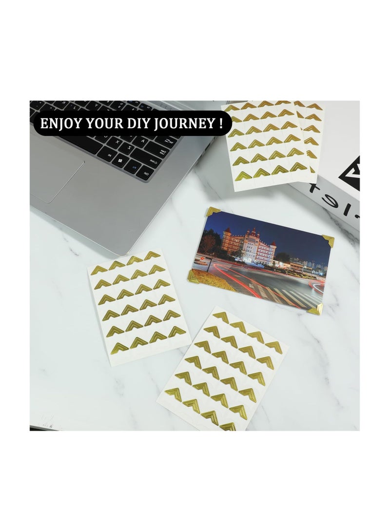 240 Pcs Photo Corners Self Adhesive Photo Mounting Corner Sticker for Scrapbooking, Gold Picture Corners for DIY Scrapbook, Photo Album, Journal, 10 Sheets  - Image 3