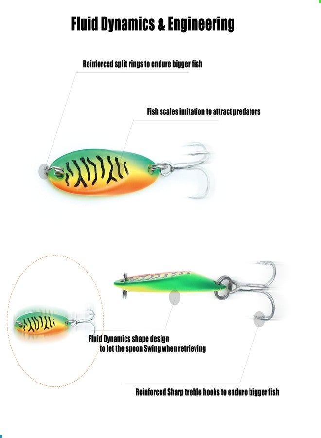 EXAURAFELIS 5pcs Fishing Lures Casting Spoon Lure Fishing Spoons Lures for Trout Pike Bass Crappie Walleye Saltwater Treble Hooks Lures Hard Metal Spinner Baits 1/4oz - Image 4