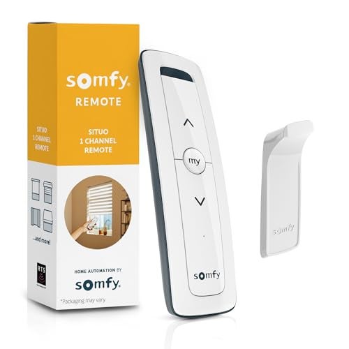 Somfy Remote Situo 1 Pure – 74300 RTS Single Channel Remote Control for 1 Motorized Shade or Group – RTS Only (Not Zigbee/Wi-Fi/Z-Wave) – Includes Wall Holder – Elegant White - Image 1