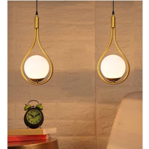 kinis Golden Racket Bat Style Globe Decorative Hanging Lamp/Pendant Lamp/Ceiling Light to Décor Home/Living Room/Bedroom/Office/Dining/Cafe/Restaurants (Pack of 2, Without Bulb) - Image 1