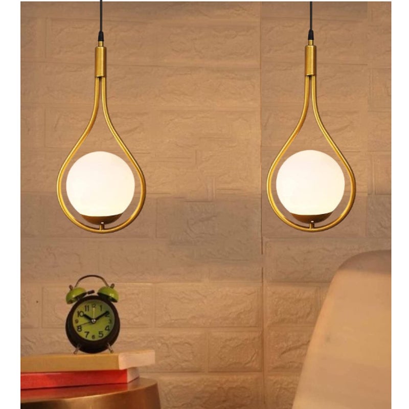 kinis Golden Racket Bat Style Globe Decorative Hanging Lamp/Pendant Lamp/Ceiling Light to Décor Home/Living Room/Bedroom/Office/Dining/Cafe/Restaurants (Pack of 2, Without Bulb) - Image 5