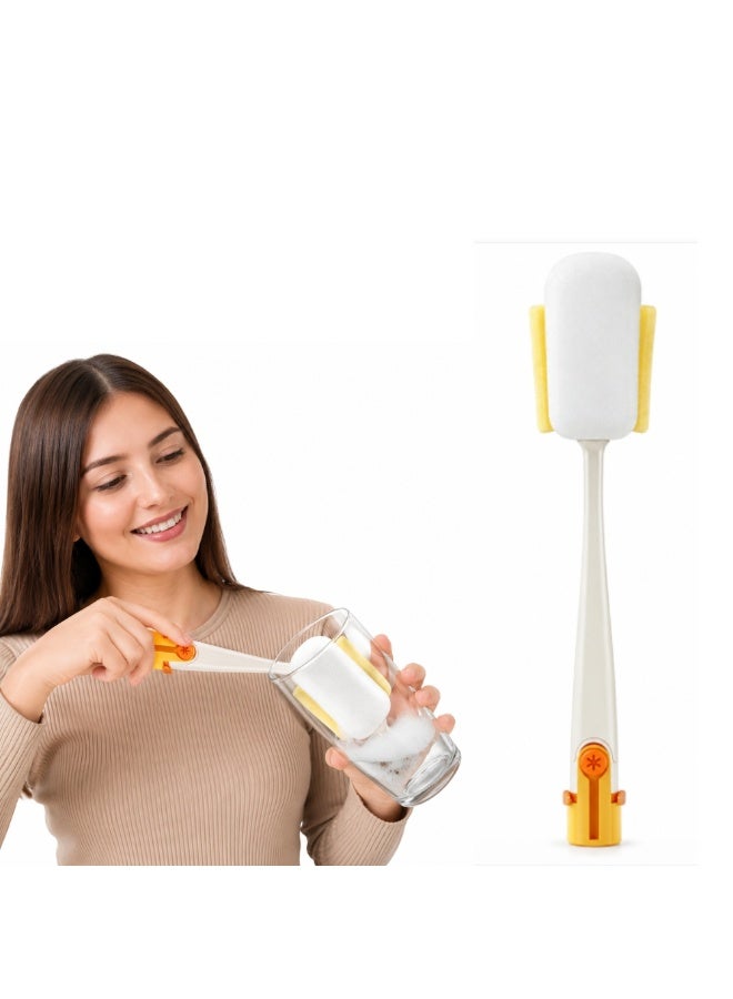 Long Handle Multifunctional Cup Cleaning Brush | Bottle Cleaning Brush with Soft Sponge Head | Reusable Glass Cleaner for Cups, Mugs, Baby Bottles, Tumblers, Water Bottles & Travel Cups | Kitchen Cleaning Tool (Multi-clour) - Image 1