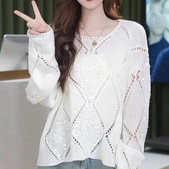 2024 Spring Pullover Sweater Women Casual Loose Round Neck Knit Sweater Fashion Temperament Simple Design - Image 2