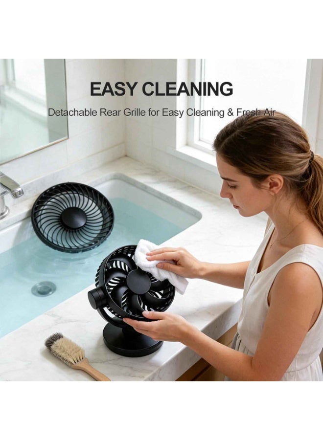 Fan for Bedroom,Table Air Circulator Fan 9 Inch,Remote,Free 4 Cooling Patches,90°+120° Auto Oscillation Desk Fan, 10dB Quiet,Powerful Mode Cordless, Max 12H Timer 8000mAh Battery 40ft Airflow, LED Display - Image 4