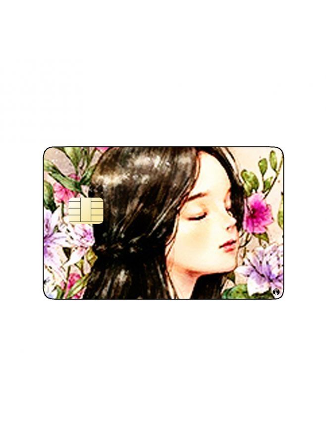 RKN PRINTED BANK CARD STICKER Beautiful Girl Drawing With Roses - Image 2