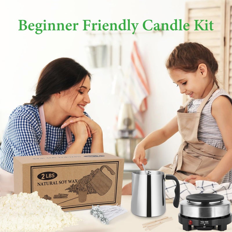 SAEUYVB Candle Making Kit with Wax Melter, Candle Wax for Candle Making - DIY Candle Making Supplies, Including 2lbs Soy Wax Flakes, Melting Pot, Electric Stove,Candle Kit for Adults, Beginnner - Image 5