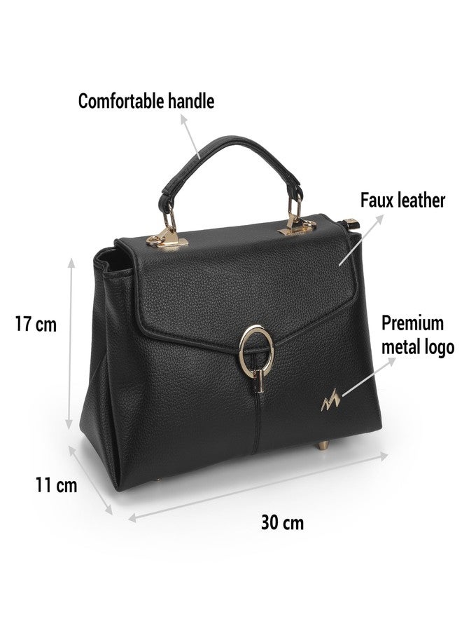 Metro Women Black Casual PU Soft Body Lock closure Solid Sling Bag with 2 Pocket and 2 compartments(66-796) - Image 3