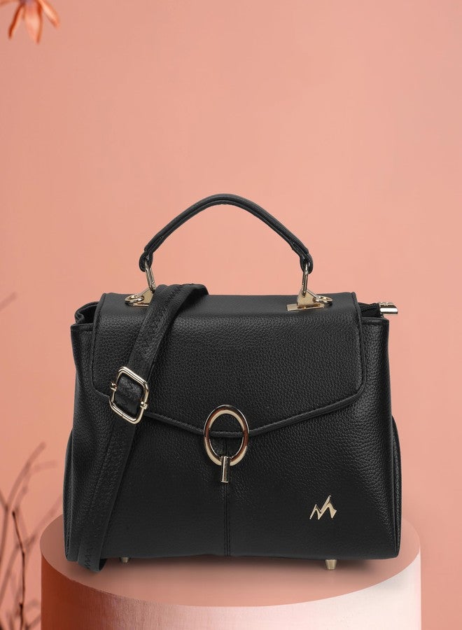 Metro Women Black Casual PU Soft Body Lock closure Solid Sling Bag with 2 Pocket and 2 compartments(66-796) - Image 2