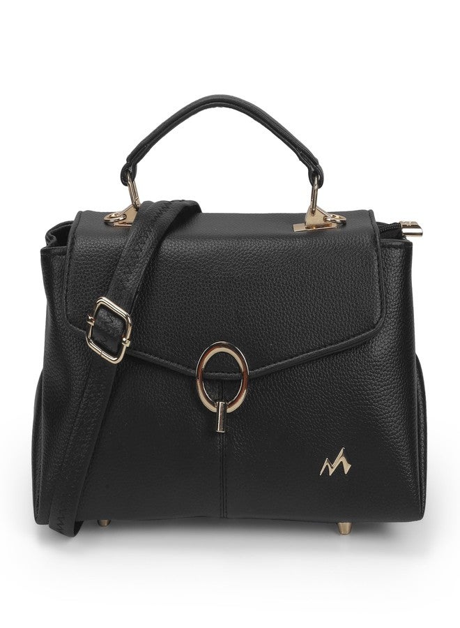 Metro Women Black Casual PU Soft Body Lock closure Solid Sling Bag with 2 Pocket and 2 compartments(66-796) - Image 1