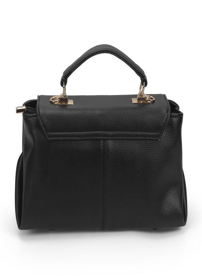 Metro Women Black Casual PU Soft Body Lock closure Solid Sling Bag with 2 Pocket and 2 compartments(66-796) - Image 4