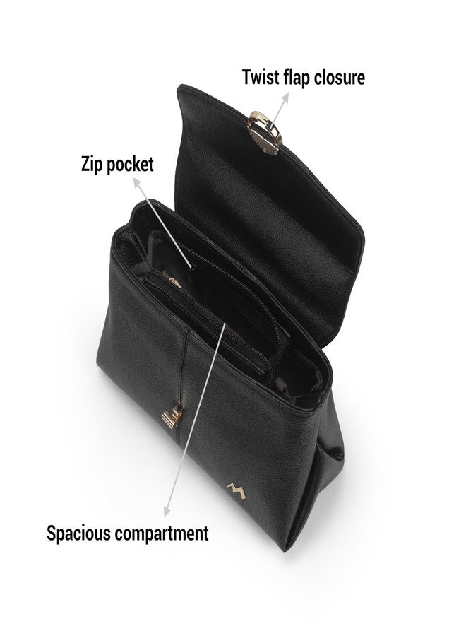 Metro Women Black Casual PU Soft Body Lock closure Solid Sling Bag with 2 Pocket and 2 compartments(66-796) - Image 5