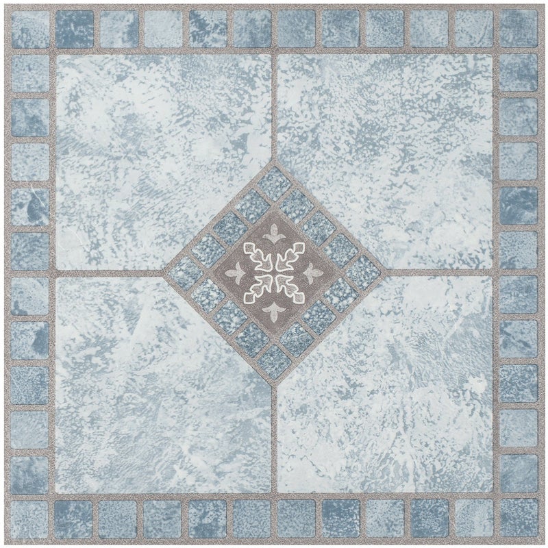 Achim Imports VFT940POVR Home Furnishings Portfolio 12x12 2.0mm Self Adhesive Vinyl Floor, Blue Diamond, 9 Tiles/9 sq. ft, 12 x 12, 9 9