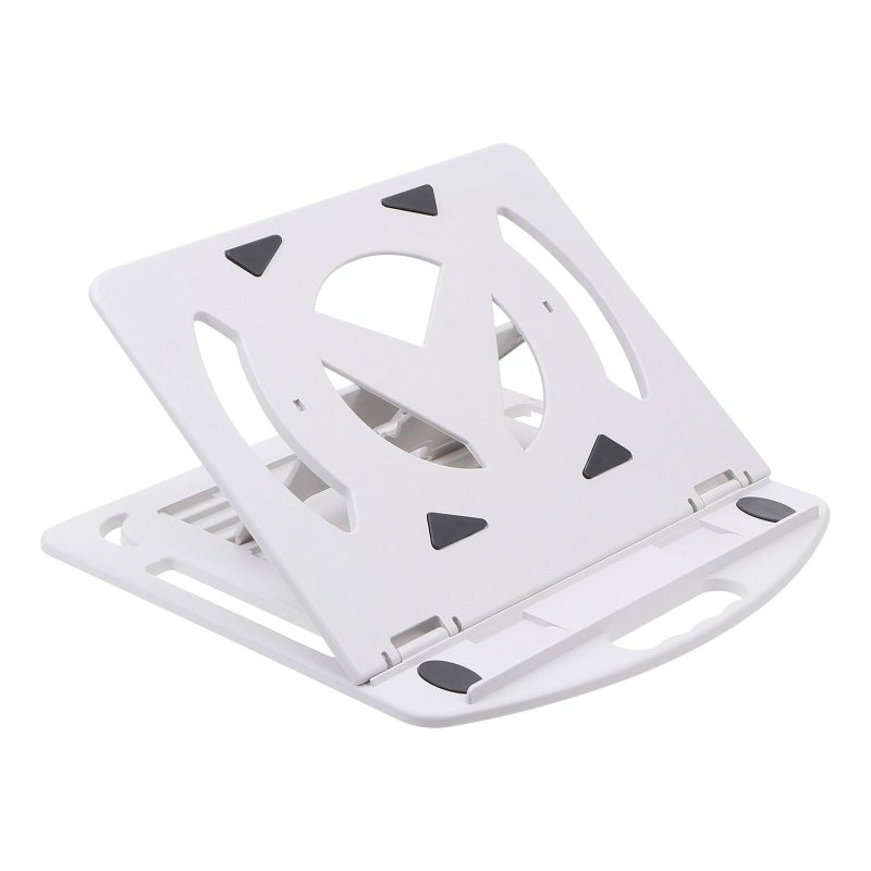 Adjustable Rotating Laptop Stand With Phone Holder Portable White Plastic Riser For Desk Cooling Office Home Use - Image 2