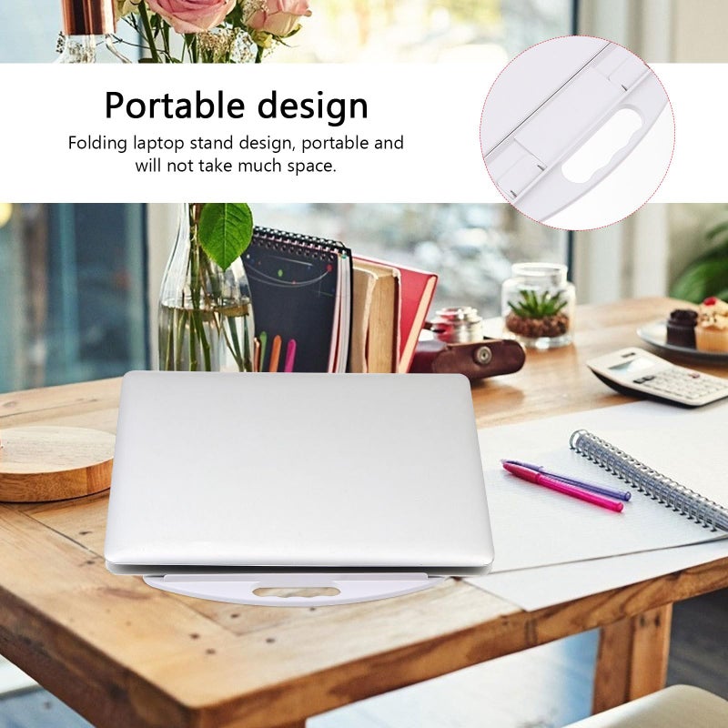 Adjustable Rotating Laptop Stand With Phone Holder Portable White Plastic Riser For Desk Cooling Office Home Use - Image 4