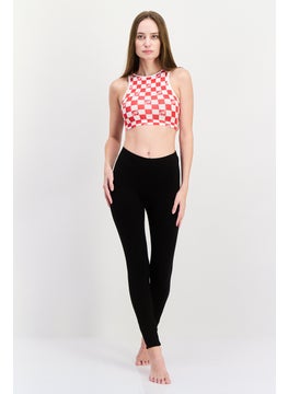 UNDIZ Women Checkered Sleeveless Pajama Top, Red  - Image 3