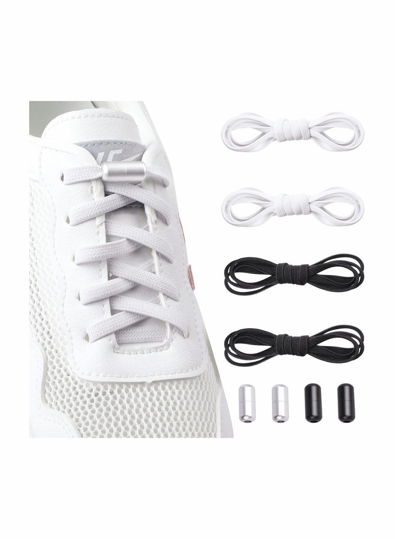 No Tie Elastic Shoelaces 4 Pairs Fit Adults and Kids Perfect for Sneakers Casual Shoes - Image 2
