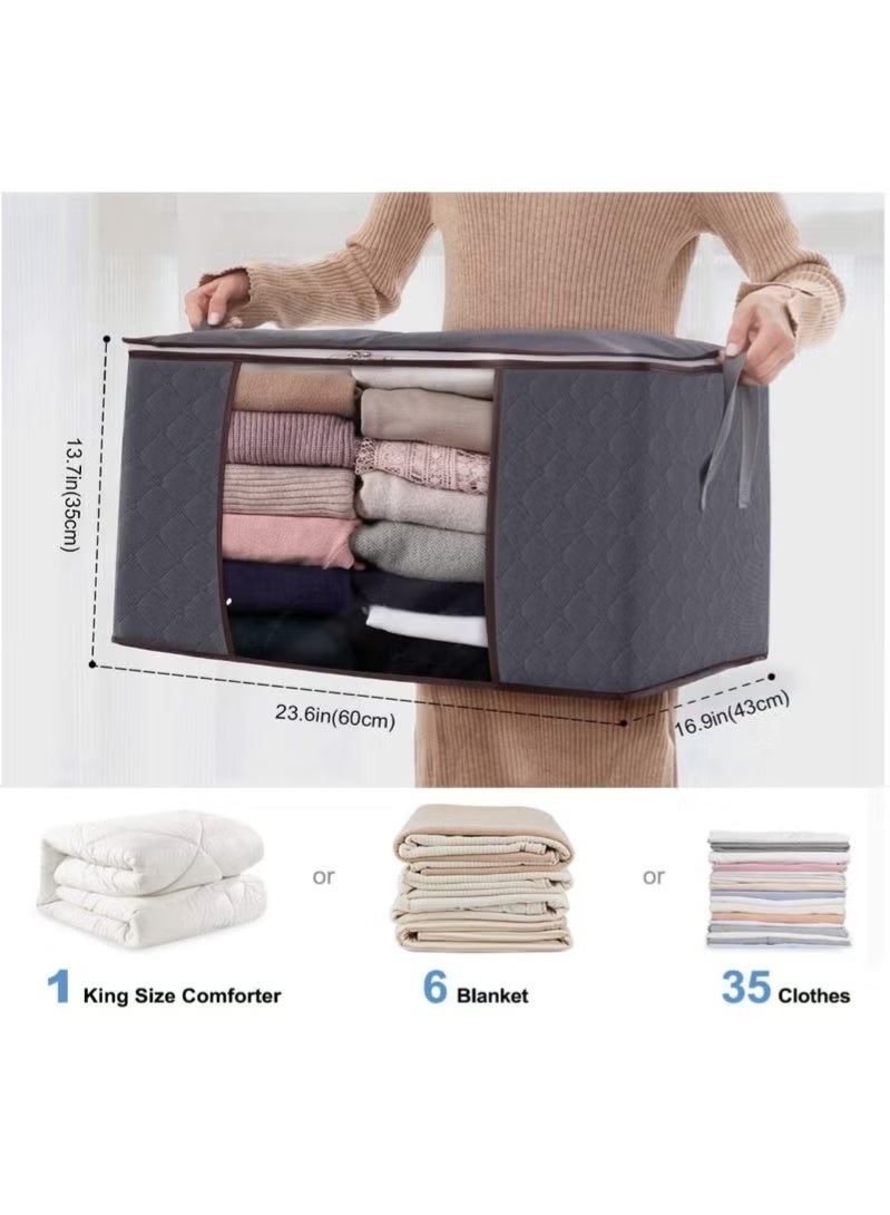 (6قطع) شنطة تخزين لترتيب وتخزين الملابس والبطاطين وكافة المفروشات(لون رمادي) من الكابتونيه - Image 2