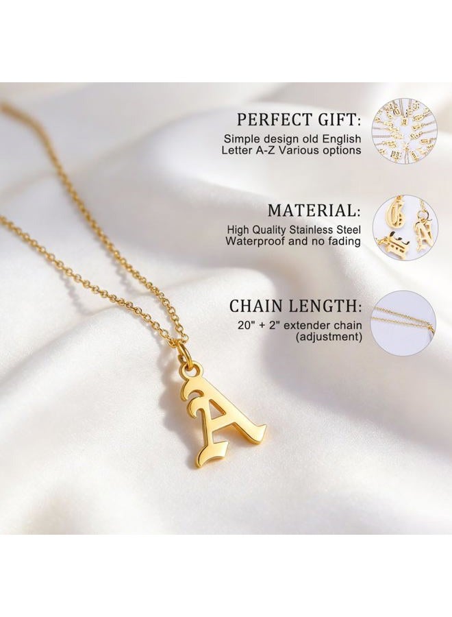 ZRAY Letter Necklaces for Women Personalized Necklaces 18K Gold Plated Initial Pendant Old English Name Necklaces A-Z Bridesmaid Gift for Women(N) - Image 2