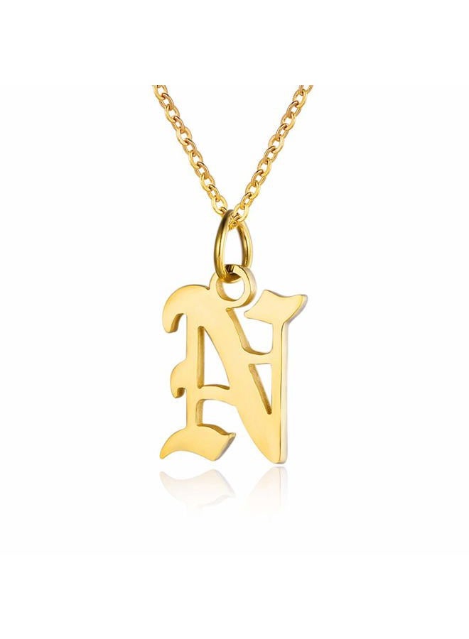 ZRAY Letter Necklaces for Women Personalized Necklaces 18K Gold Plated Initial Pendant Old English Name Necklaces A-Z Bridesmaid Gift for Women(N) - Image 1
