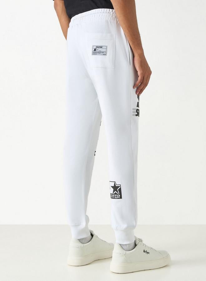 Starter Logo Embossed Flexi Waist Relaxed Fit Joggers with Drawstring Closure - Image 3