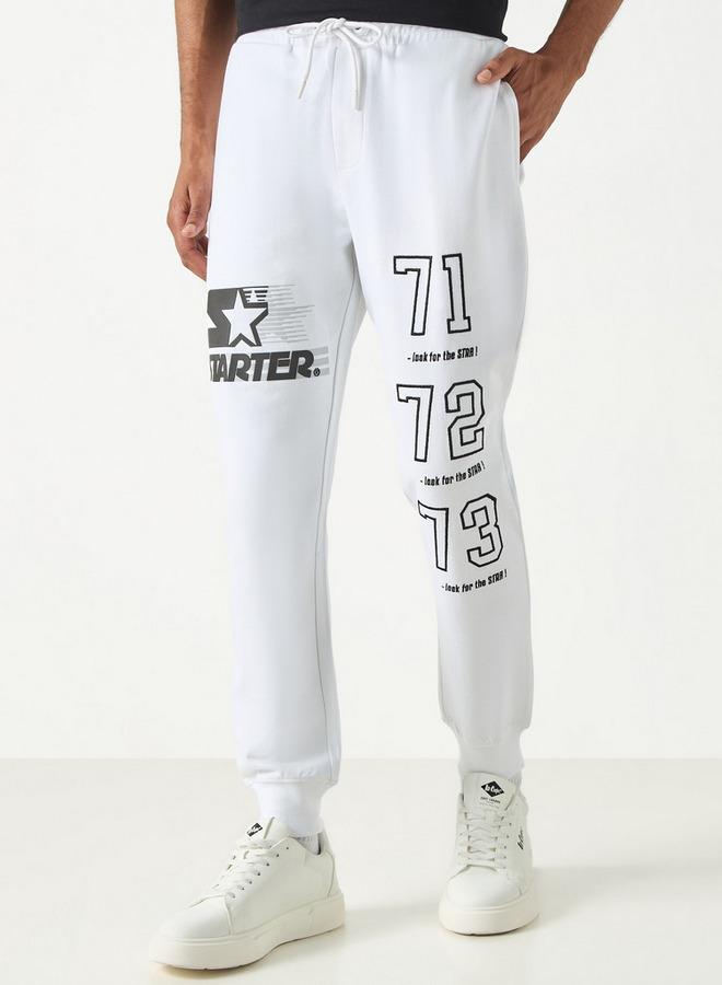 Starter Logo Embossed Flexi Waist Relaxed Fit Joggers with Drawstring Closure - Image 1