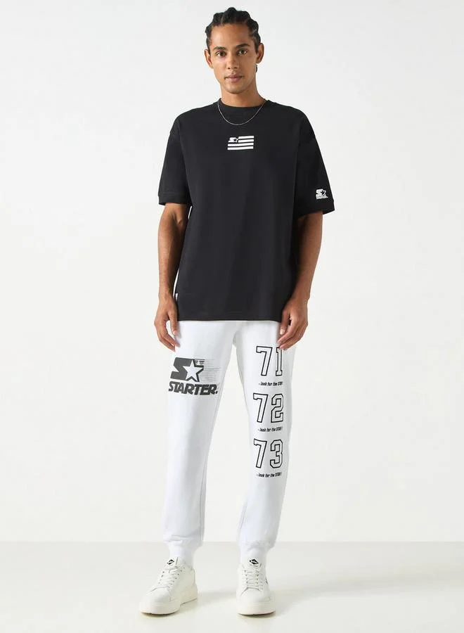 STARTER Starter Logo Embossed Flexi Waist Relaxed Fit Joggers with Drawstring Closure