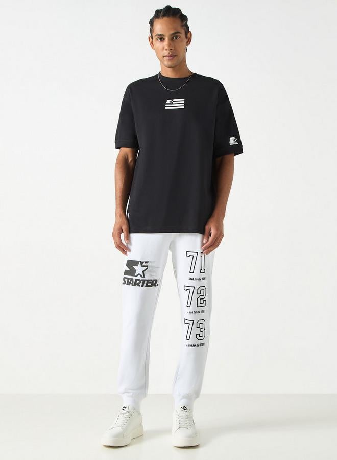 Starter Logo Embossed Flexi Waist Relaxed Fit Joggers with Drawstring Closure - Image 2