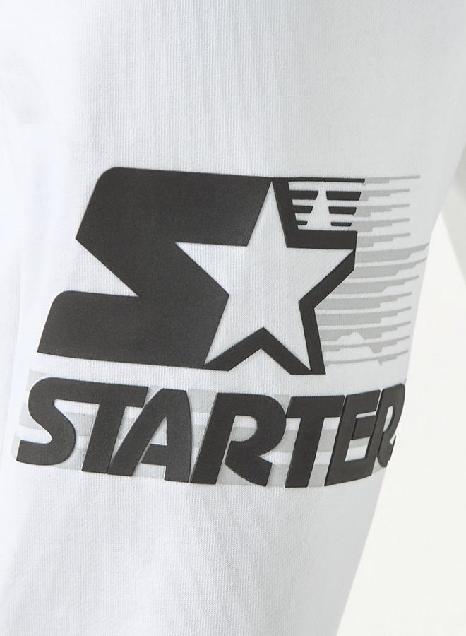 Starter Logo Embossed Flexi Waist Relaxed Fit Joggers with Drawstring Closure - Image 4