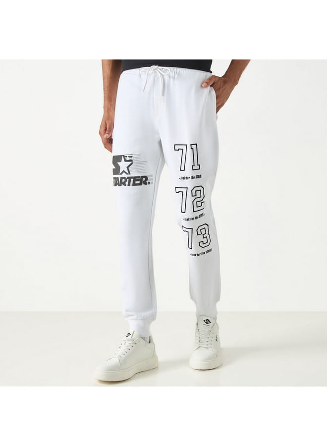 STARTER Starter Logo Embossed Flexi Waist Relaxed Fit Joggers with Drawstring Closure  - Image 1