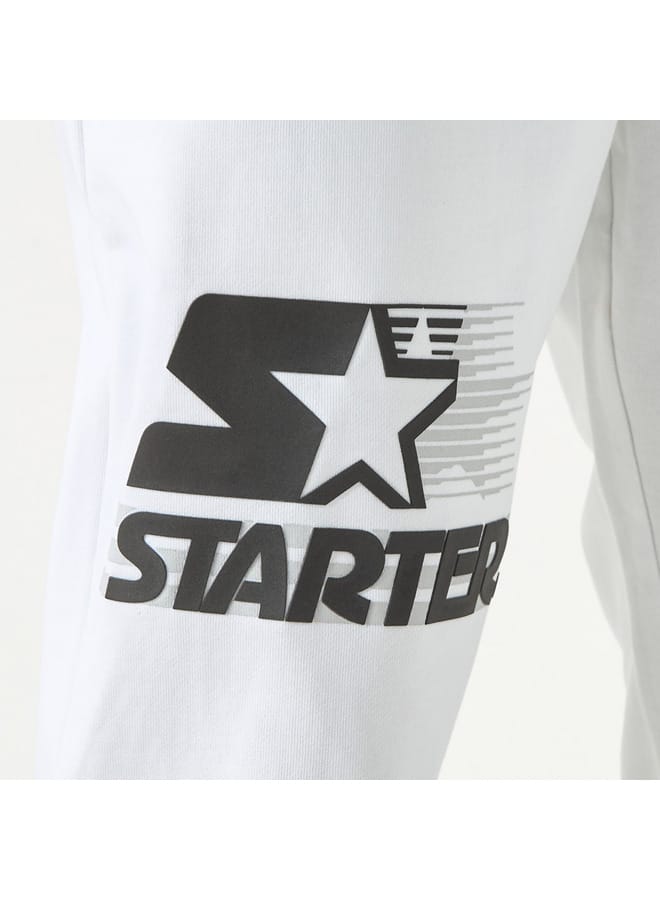 STARTER Starter Logo Embossed Flexi Waist Relaxed Fit Joggers with Drawstring Closure  - Image 4