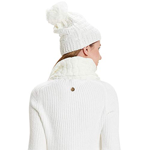 HANERDUN Women Girls Fashion Winter Warm Knitted Hat Beanie Hat Scarf Set White - Image 2
