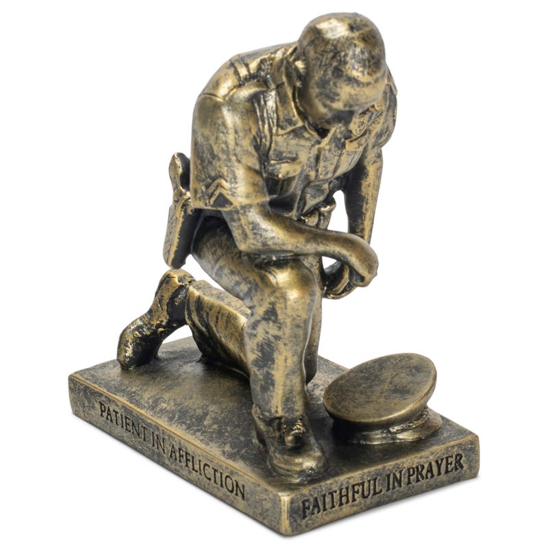 Dicksons Joyful in Hope Praying Police Officer 5 inch Gold Resin Stone Table Top Figurine - Image 1