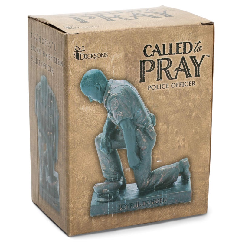 Dicksons Joyful in Hope Praying Police Officer 5 inch Gold Resin Stone Table Top Figurine - Image 3