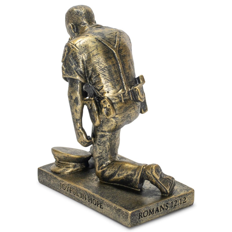 Dicksons Joyful in Hope Praying Police Officer 5 inch Gold Resin Stone Table Top Figurine - Image 4