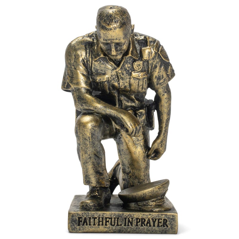 Dicksons Joyful in Hope Praying Police Officer 5 inch Gold Resin Stone Table Top Figurine - Image 5