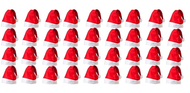 Evisha 36 Pcs Christmas Caps Santa Caps Charistmas caps For Tree Decoration XMass Caps Hats Santa Caps Santa Claus Caps