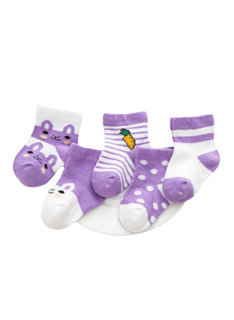 5 pairs of baby socks cute cartoon socks sweat-absorbent and breathable cotton socks - Image 1