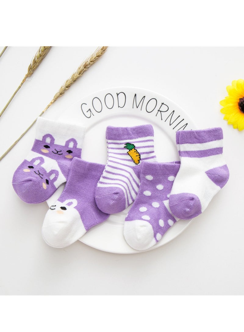 5 pairs of baby socks cute cartoon socks sweat-absorbent and breathable cotton socks - Image 3