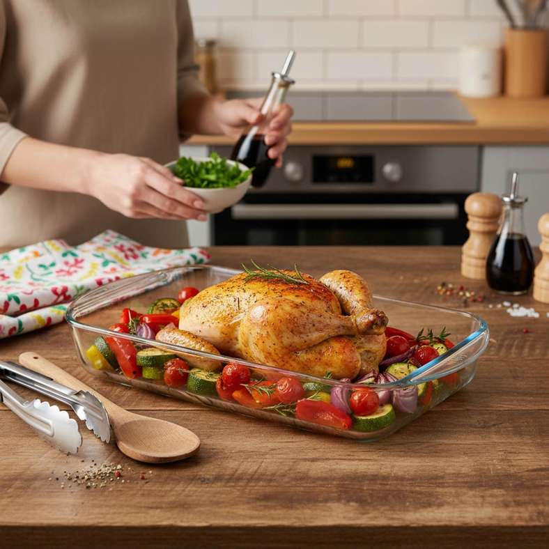 Pan Home Pyrex Borosilicate Glass Rectangular Roaster Pan 40x27x6cm - Clear - 202RHT9900004 - Image 3