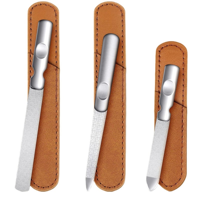 Stainless Steel Nail File with PU Leather Case, Double-Sided Etch - Image 5
