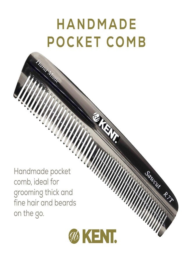 Kent R7T Black Graphite Fine Tooth and Wide Tooth Hair Comb - Handmade Pocket Comb for Men, Best Beard and Mustache Comb for Everyday Grooming, Sawcut made in England - Image 3