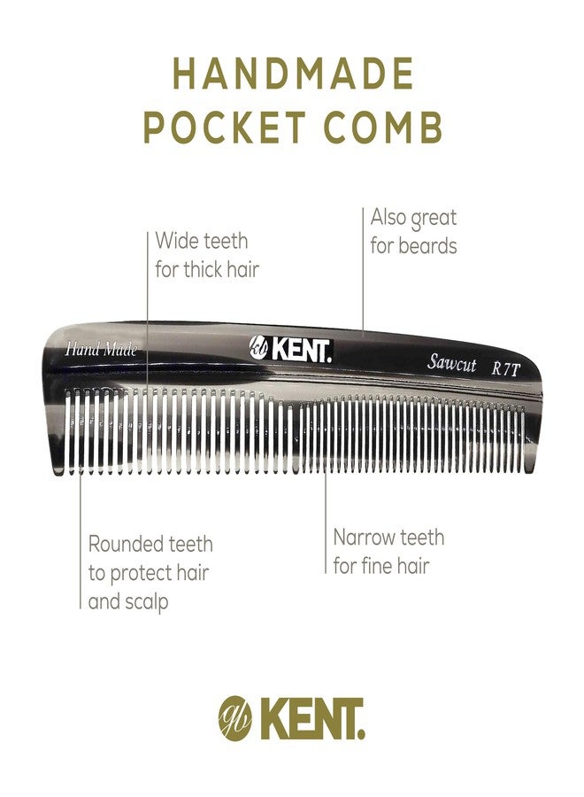 Kent R7T Black Graphite Fine Tooth and Wide Tooth Hair Comb - Handmade Pocket Comb for Men, Best Beard and Mustache Comb for Everyday Grooming, Sawcut made in England - Image 4