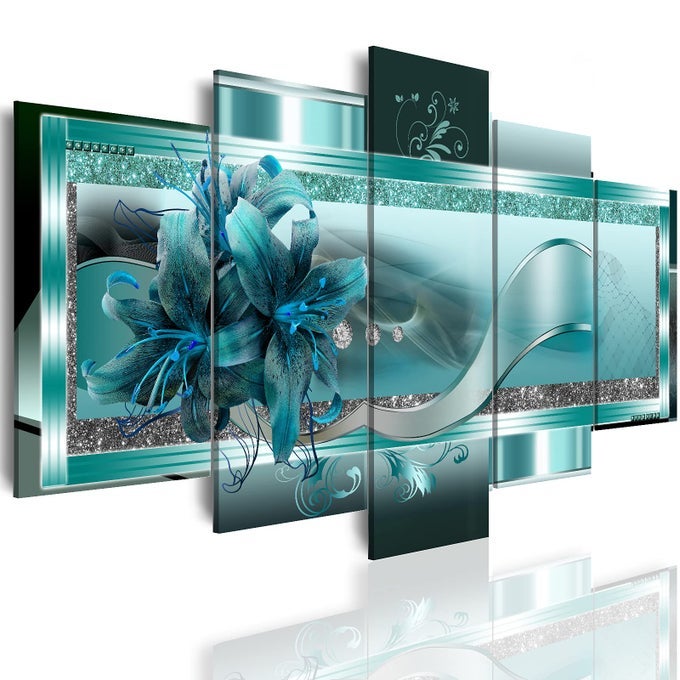 TURQUOISE ORCHID FLOWERS CANVAS PRINT ABSTRACT GREEN FLORAL POSTER ORCHID WALL ART PAINTING DECOR FOR HOME DECORATION ARTWORK PICTURE BEDROOM GREEN FLORAL AOVERSIZE 40X20INCH