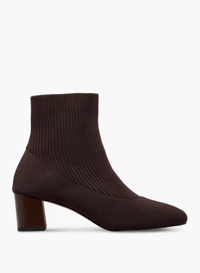 Flora Bella By Shoexpress Ribbed Ankle Boots with Block Heels